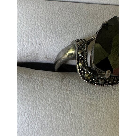 Vintage Sterling Silver Ring With Black Onyx Gemstone And Marcasite Accents 8.85 - Picture 4 of 9